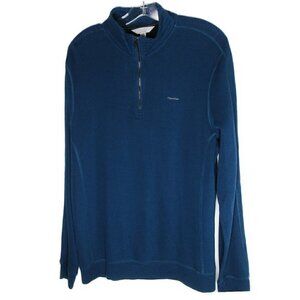 Calvin Klein - Long Sleeve Quarter Zip Teal Knit Top - Large